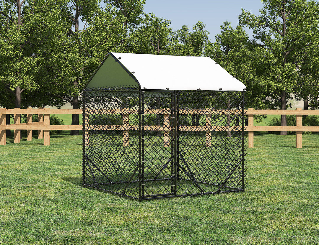 Aegis Outdoor Dog Run With Roof Cover - 196x196x230cm