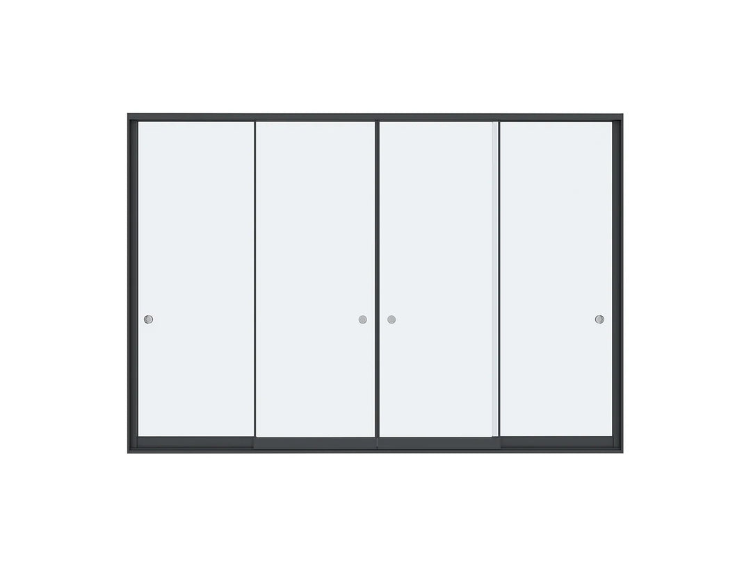 Frame Glass Sliding door For Mediterranean-SKY Wall Mounted Louvre Roof Pergola