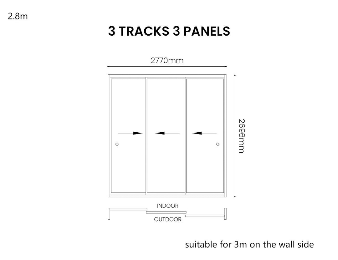 Frame Glass Sliding Door for Baltic Wall Mounted Pergola