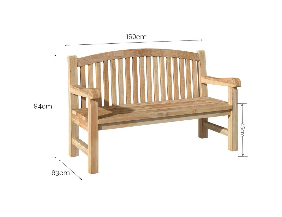 Linden A-Grade Teak Garden Bench