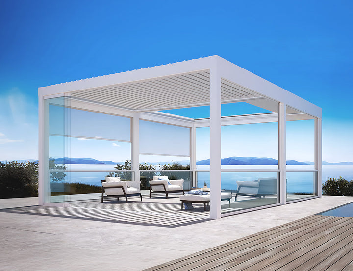 Custom Mediterranean-SKY Retractable Louvred Pergola