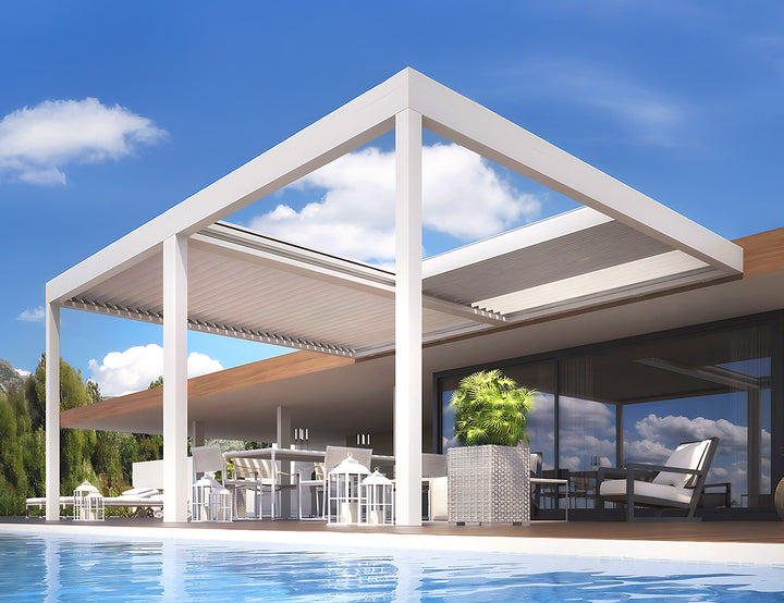Custom Mediterranean-SKY Retractable Louvred Pergola