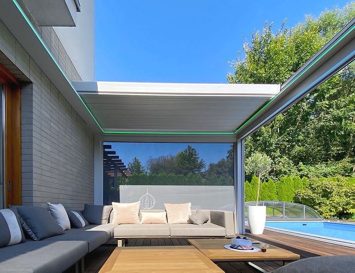 Custom Mediterranean-SKY Retractable Louvred Pergola