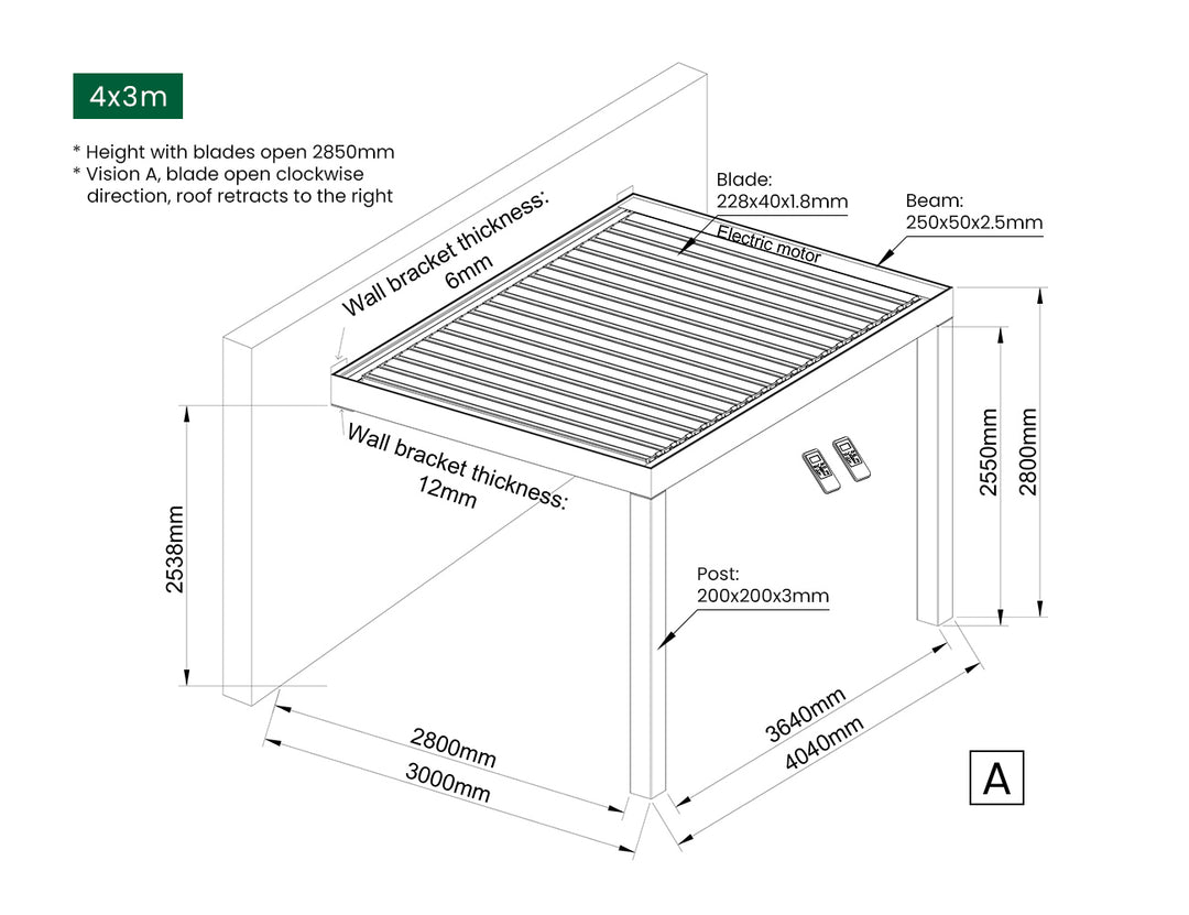 Mediterranean-SKY Motorised Wall Mounted Retractable Louvre Roof System