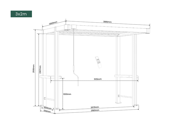 Milford Manual Louvred BBQ Pergola with LED Lighting