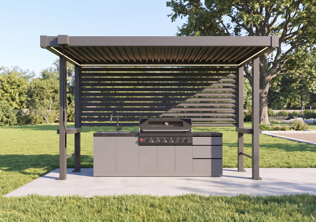 Milford Manual Louvred BBQ Pergola with LED Lighting