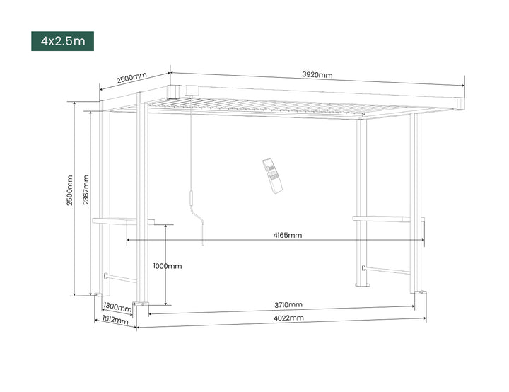 Milford Manual Louvred BBQ Pergola with LED Lighting