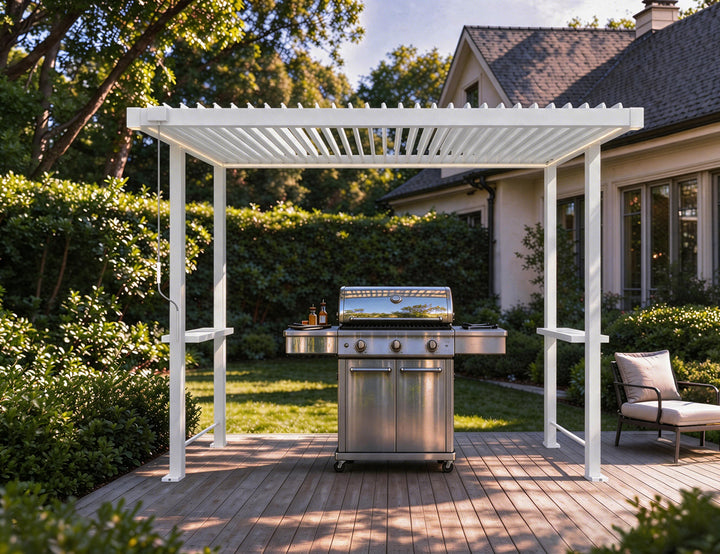 Milford Manual Louvred BBQ Pergola with LED Lighting