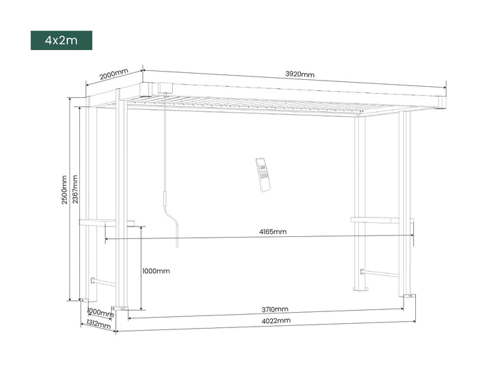 Milford Manual Louvred BBQ Pergola with LED Lighting