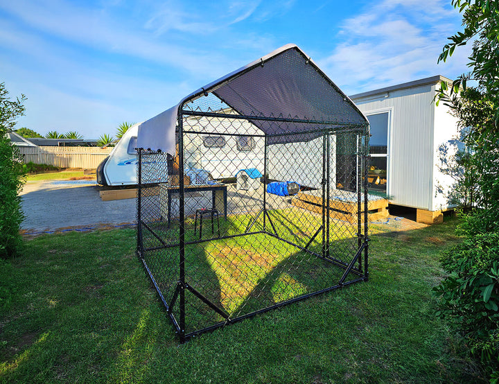 Aegis Outdoor Dog Run With Roof Cover - 196x196x230cm