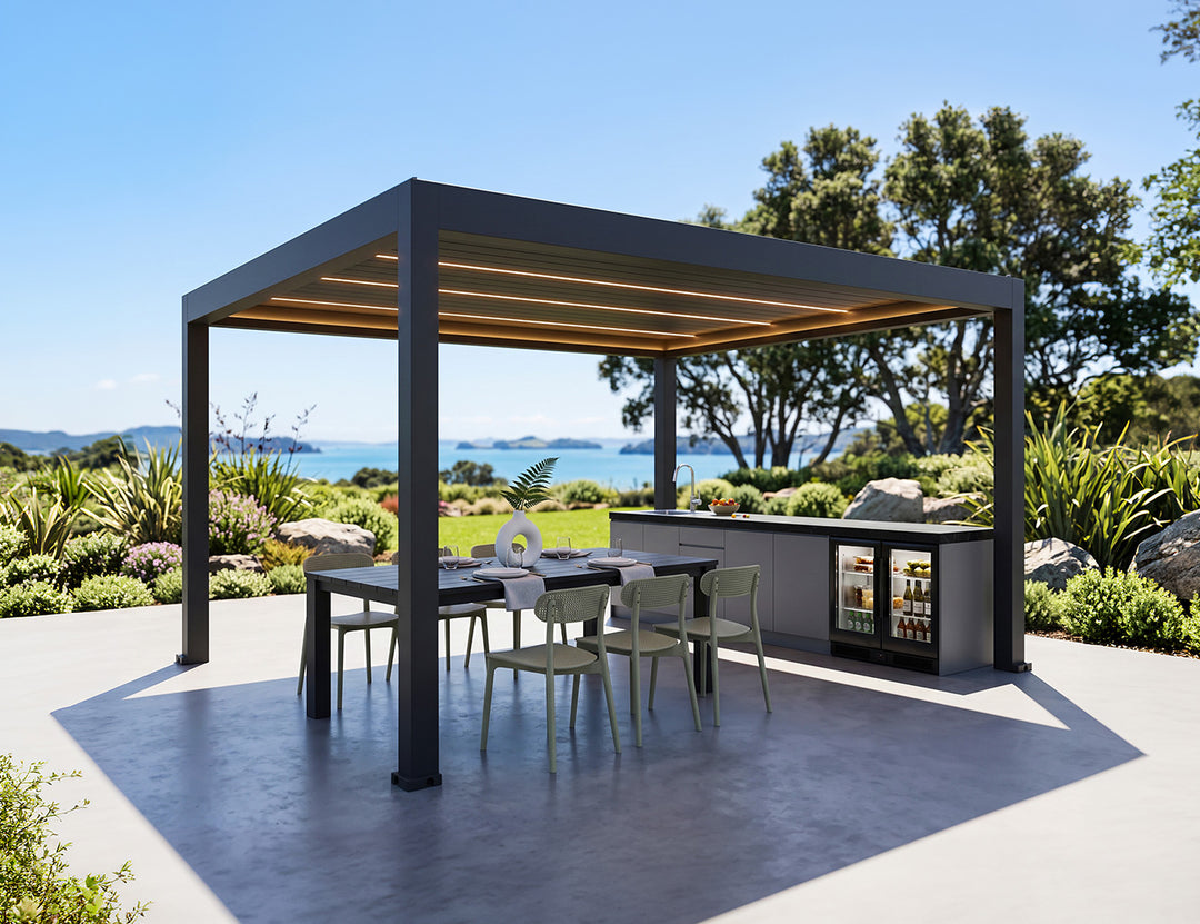 Pacific Motorised Freestanding Louvre Roof Aluminium Pergola