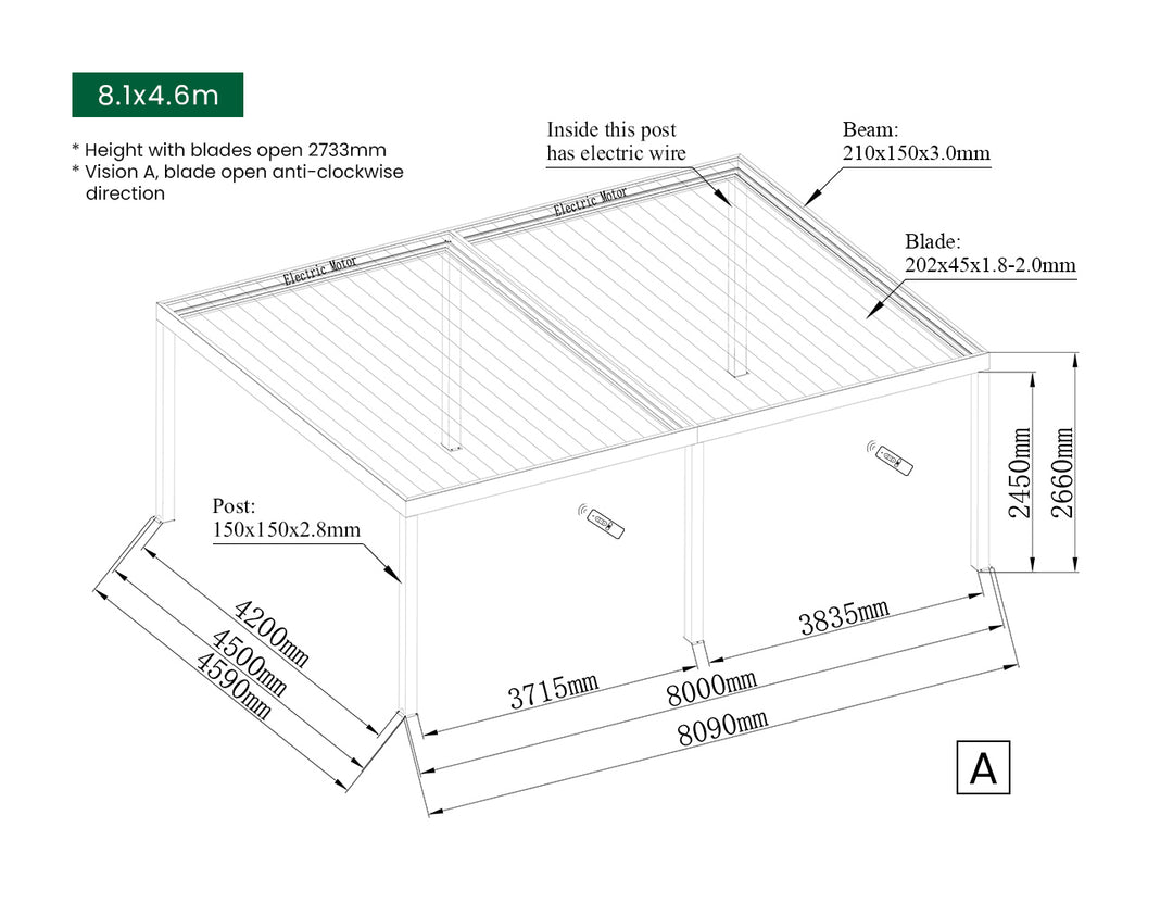 Pacific Motorised Freestanding Louvre Roof