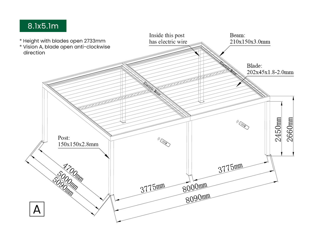 Pacific Motorised Freestanding Louvre Roof