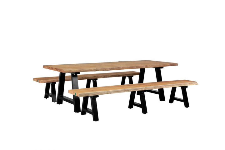 Robusta Teak Dining Table And Bench Bundle - 250cm