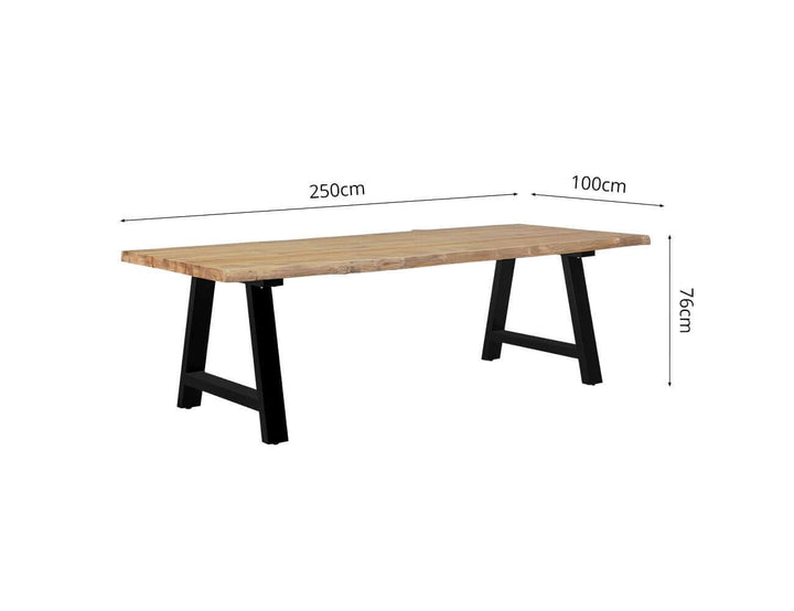 Robusta Teak Dining Table And Bench Bundle - 250cm