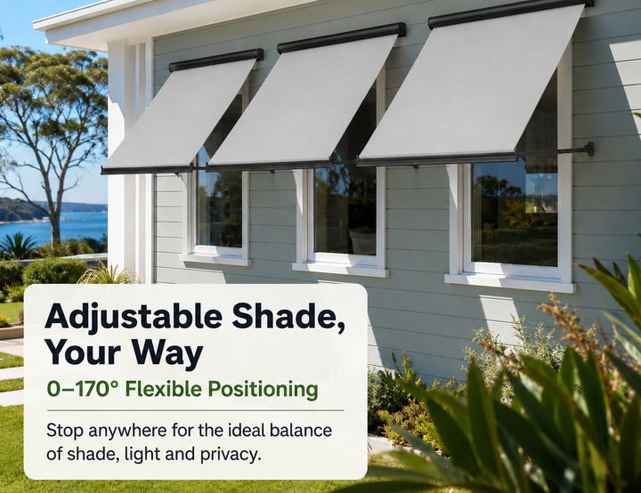 Solaris Motorised Retractable Drop-Arm Window Awning