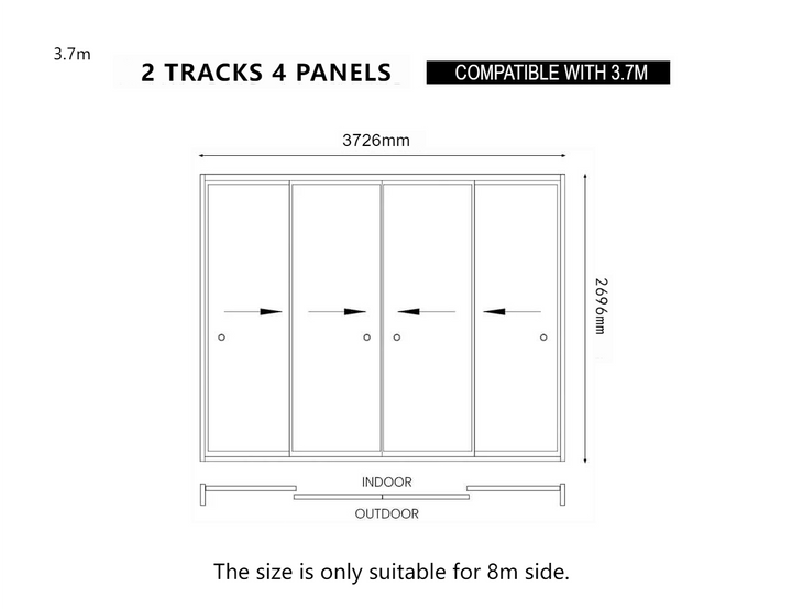 Frame Glass Sliding Door for Tasman Wall Mounted Pergola