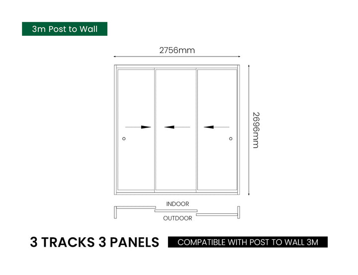 Tasman Wall Mounted Pergola Frameless Glass Sliding Door