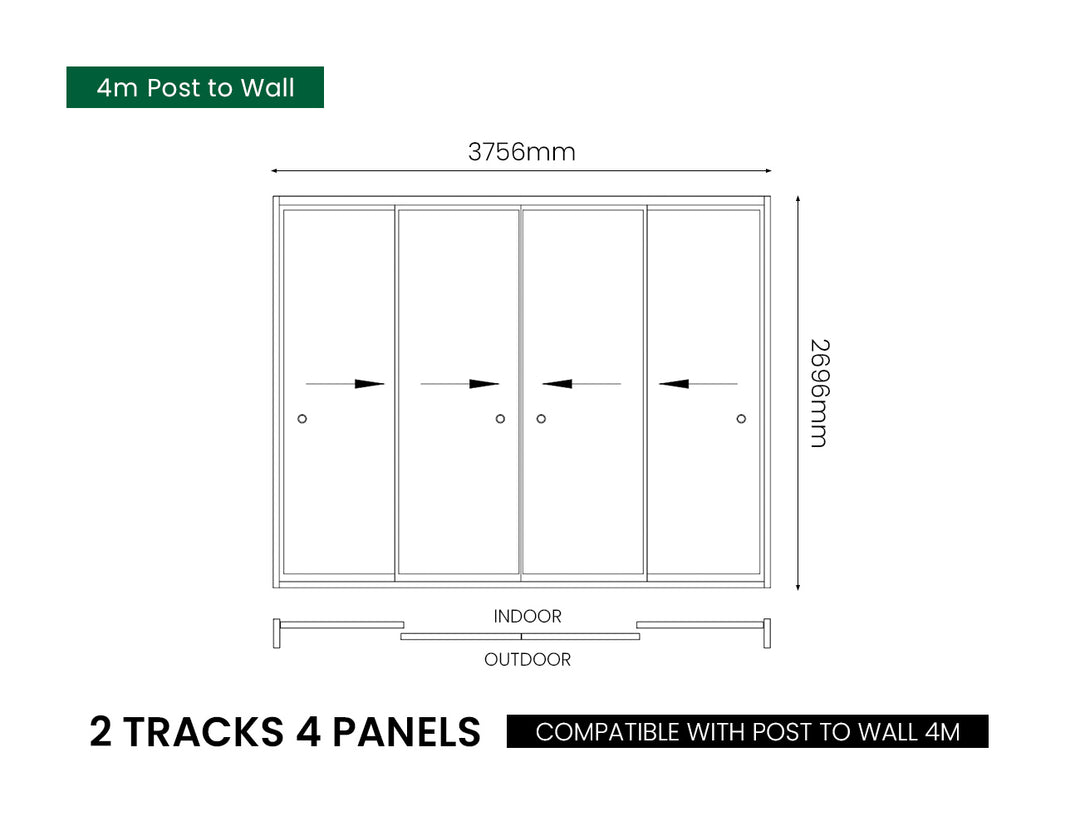 Tasman Wall Mounted Pergola Frameless Glass Sliding Door