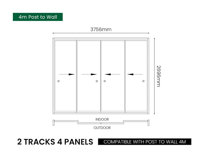 Tasman Wall Mounted Pergola Frameless Glass Sliding Door