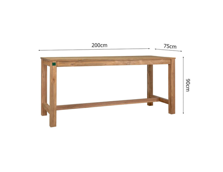 Teak Long Counter Height Table