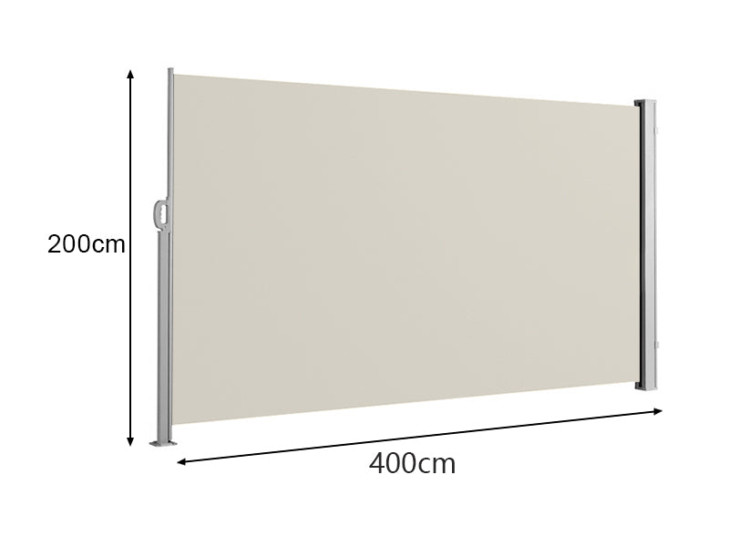 Retractable Side Awning & Privacy Screen 2m X 4m