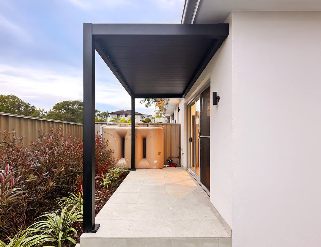 Baltic Manual Wall Mounted  Louvre Roof Aluminium Pergola