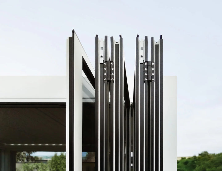 Bifold Glass Door For Mediterranean-SKY Wall Mounted Pergola