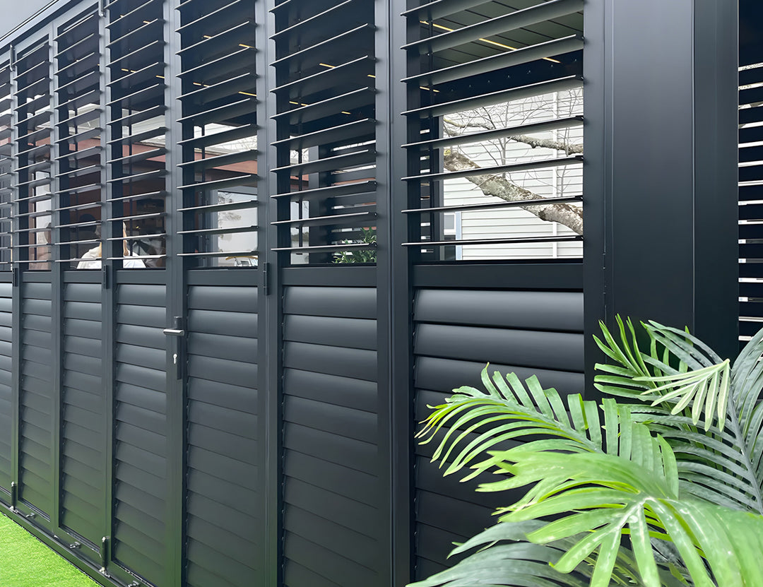 Pacific Bifold Freestanding Pergola Shutter Wall