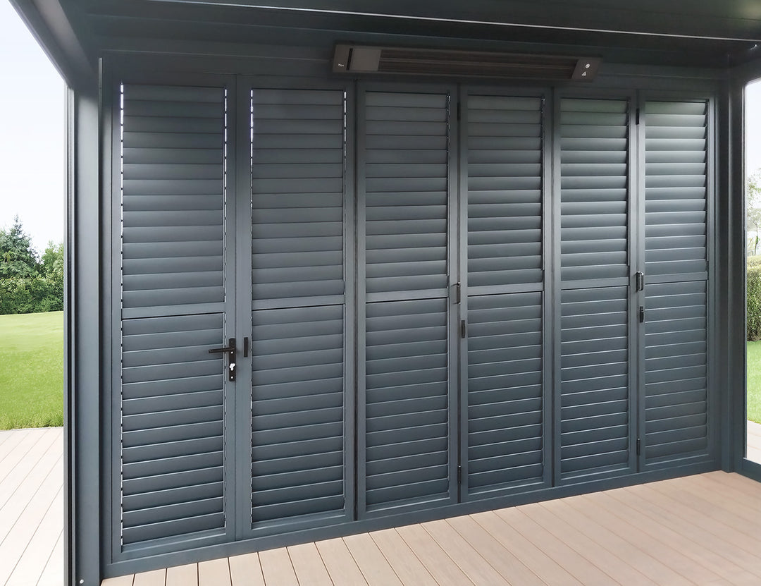 Pacific Bifold Freestanding Pergola Shutter Wall