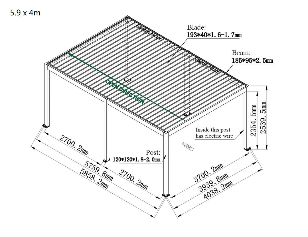 Caribbean Motorised Freestanding  Louvre Roof Aluminium Pergola