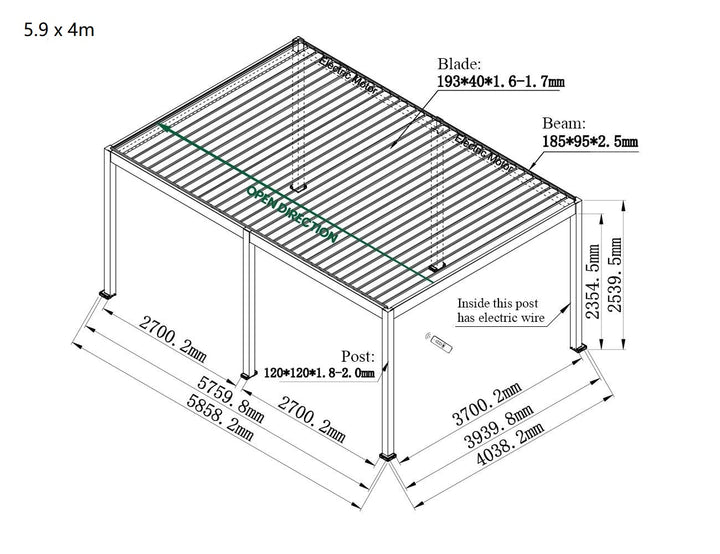 Caribbean Motorised Freestanding  Louvre Roof Aluminium Pergola