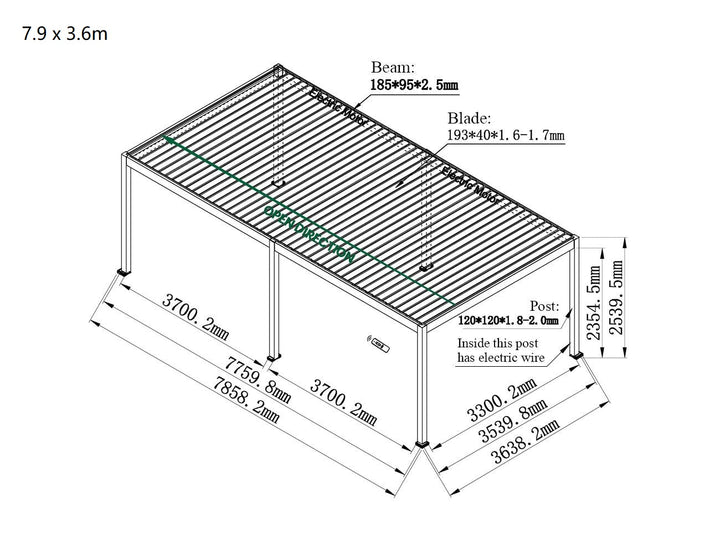 Caribbean Motorised Freestanding  Louvre Roof Aluminium Pergola