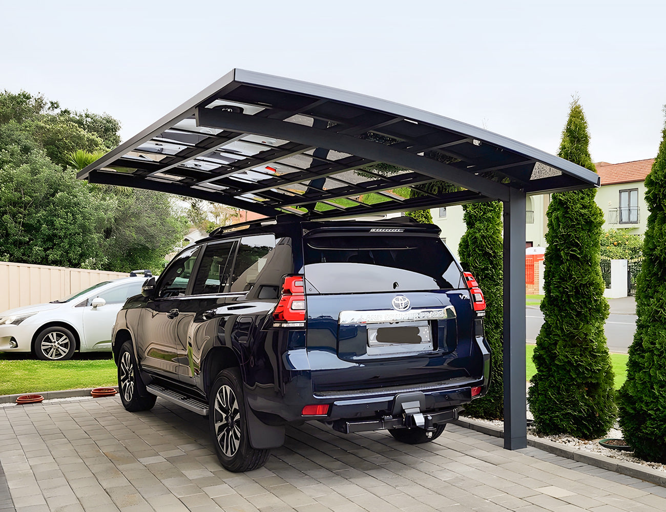 Single Carport-550x 280 x 316cm Frame Colour: Grey Panel Colour: Dark Grey