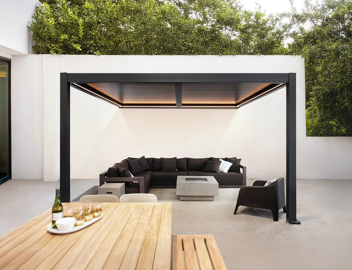 Caspian Motorised Wall Mounted Louvre Roof Aluminium Pergola