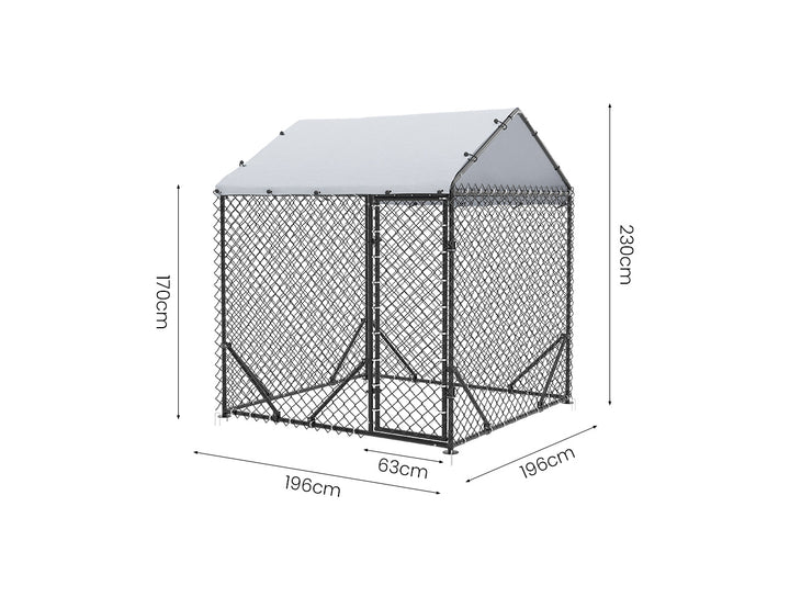 Aegis Outdoor Dog Run With Roof Cover - 196x196x230cm