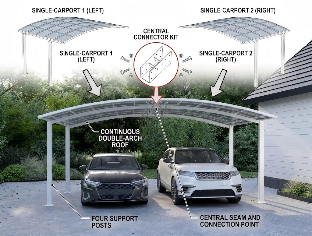 Two Car Double Carport 560 x 550 x 316cm