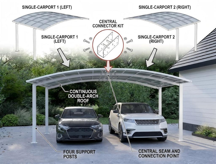 Two Car Double Carport 560 x 550 x 316cm