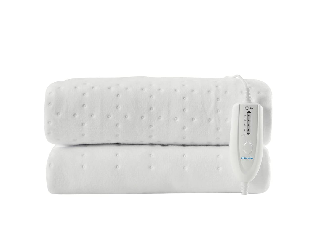 Electric blanket with a remote control on a white background