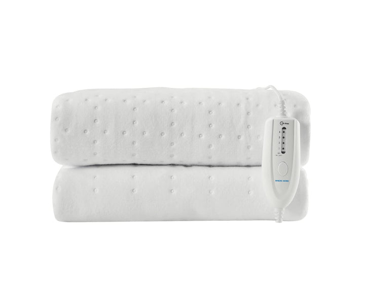 Electric blanket with a remote control on a white background