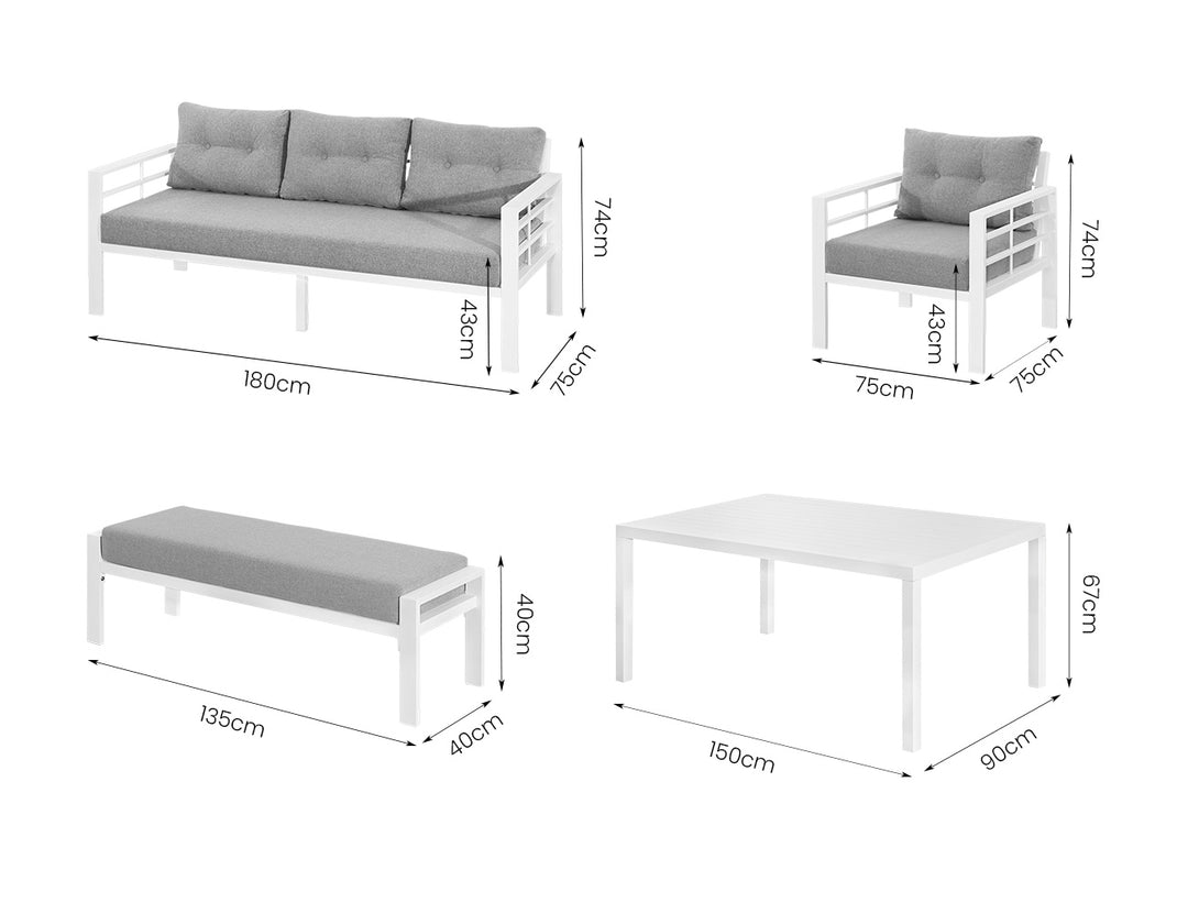 Egret Aluminium Sofa 5pcs/Set