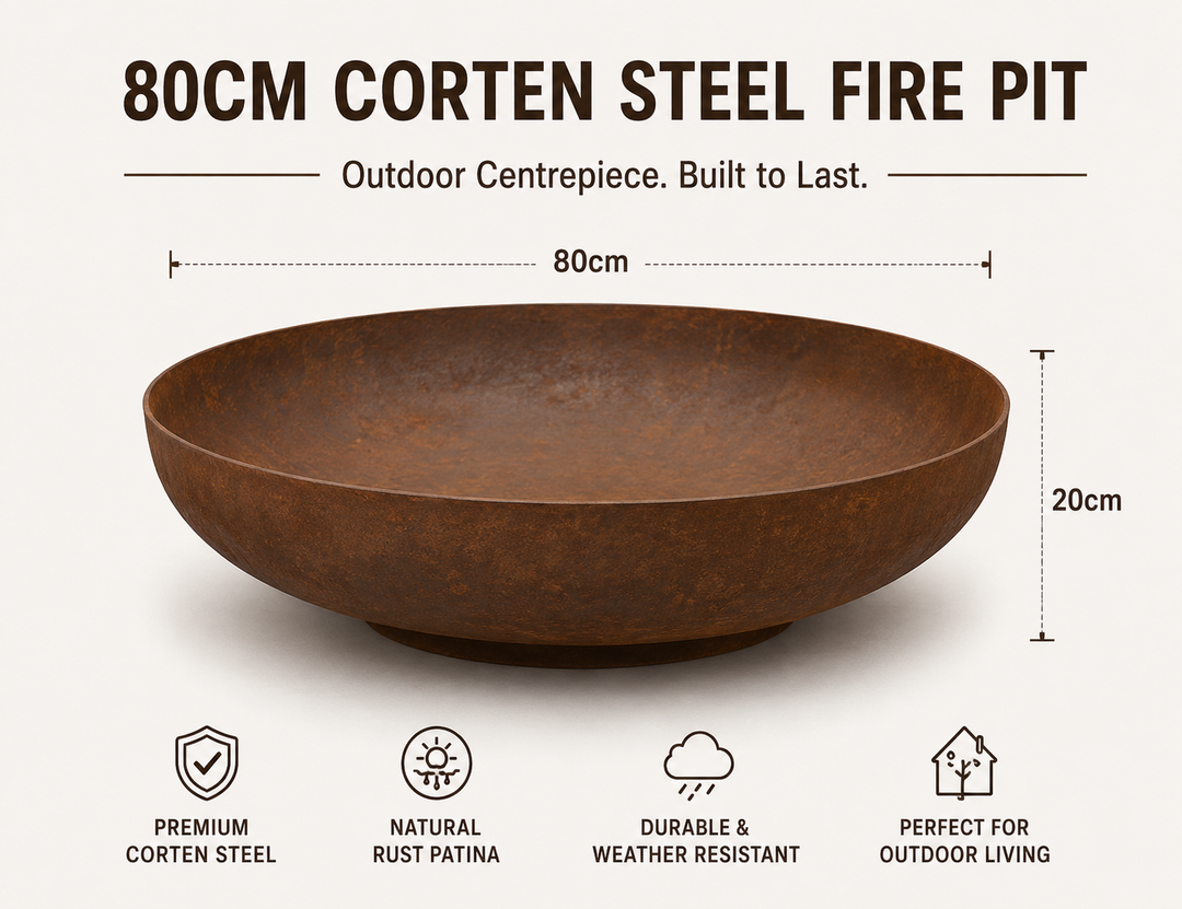 BASIN 80cm Corten Steel Fire Pit Bowl