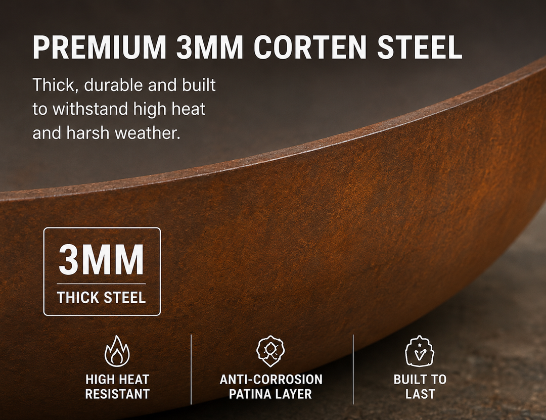 BASIN 80cm Corten Steel Fire Pit Bowl