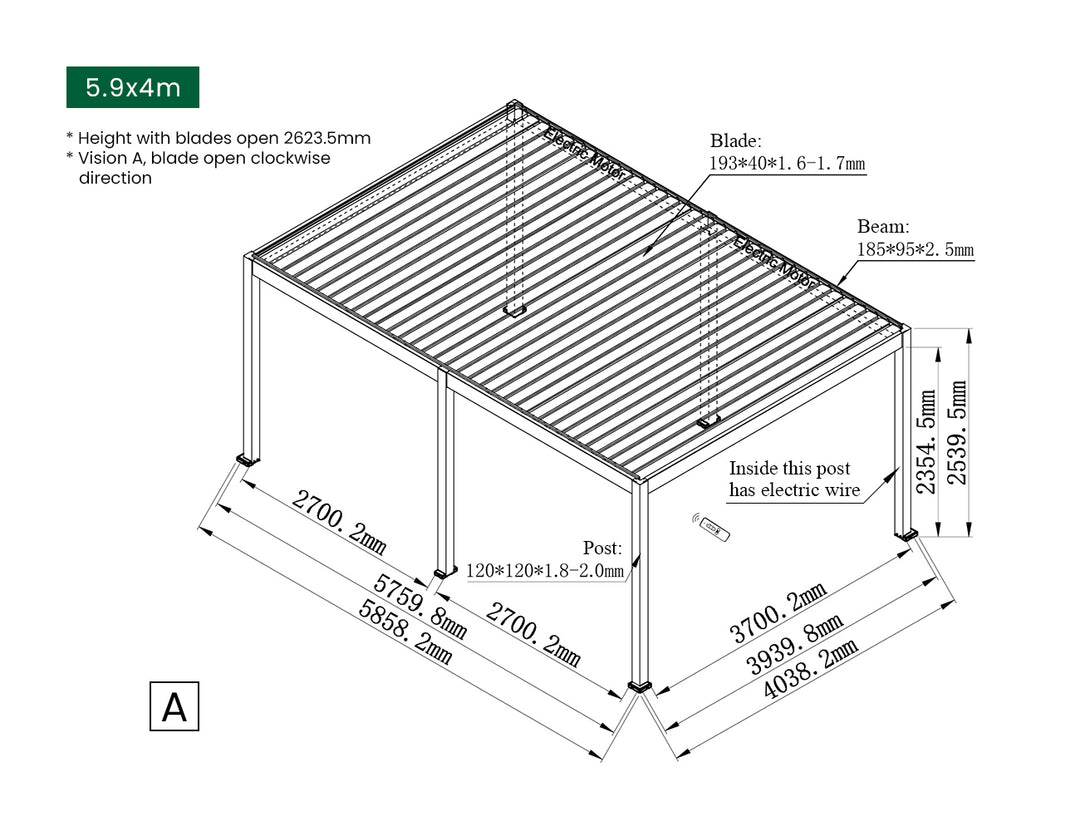 Caribbean Motorised Freestanding  Louvre Roof Aluminium Pergola