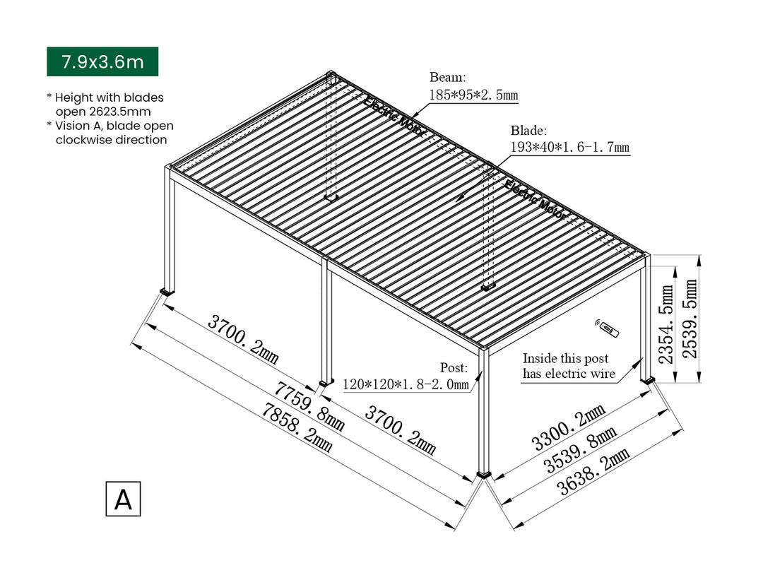 Caribbean Motorised Freestanding  Louvre Roof Aluminium Pergola