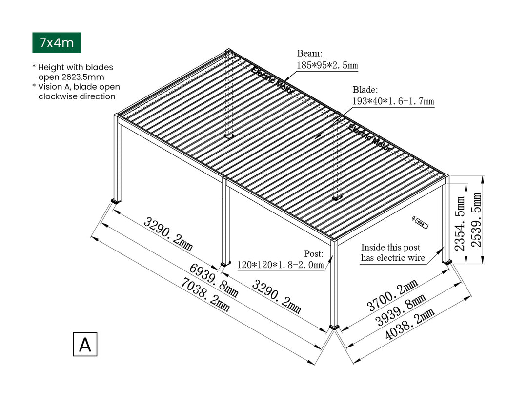 Caribbean Motorised Freestanding  Louvre Roof Aluminium Pergola