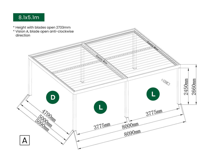 Manual Blind For Pacific Freestanding Pergola