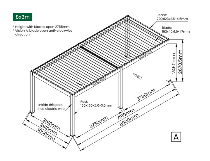 Tasman Motorised Freestanding Louvre Roof Aluminium Pergola