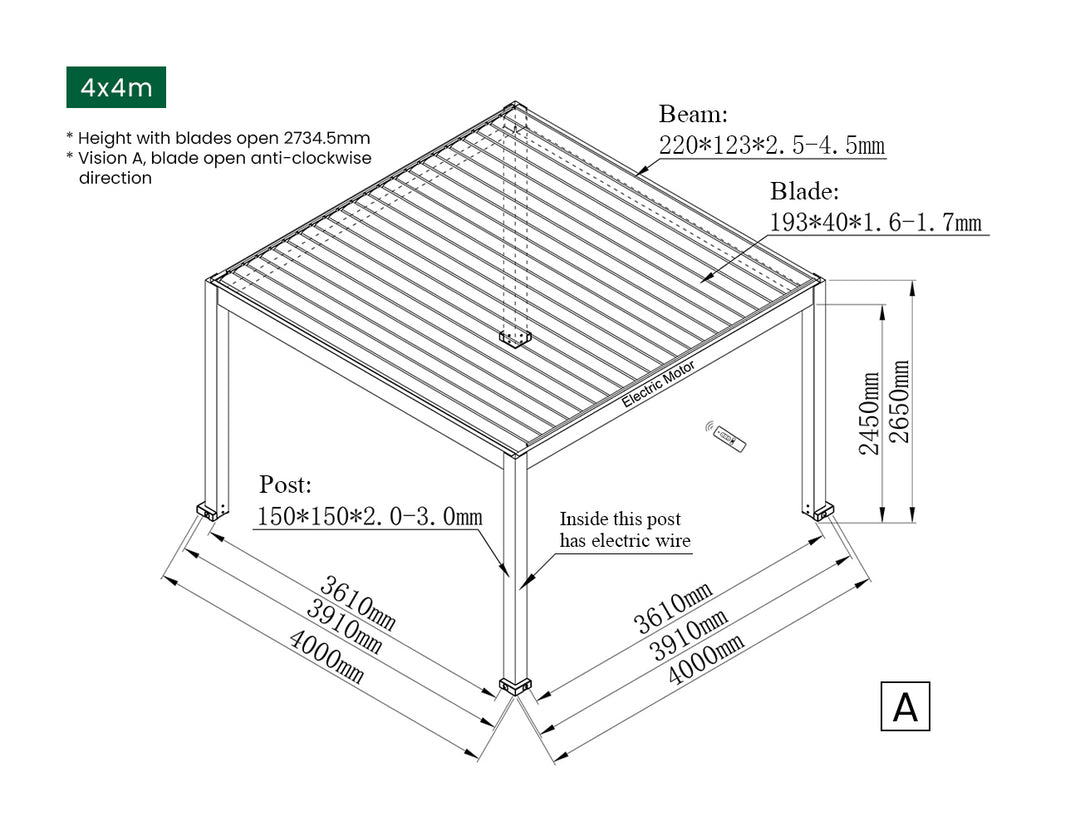 Tasman Motorised Freestanding Louvre Roof Aluminium Pergola