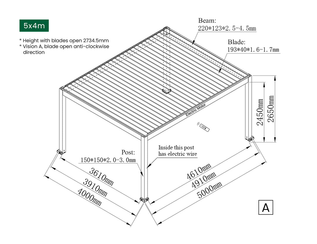 Tasman Motorised Freestanding Louvre Roof Aluminium Pergola